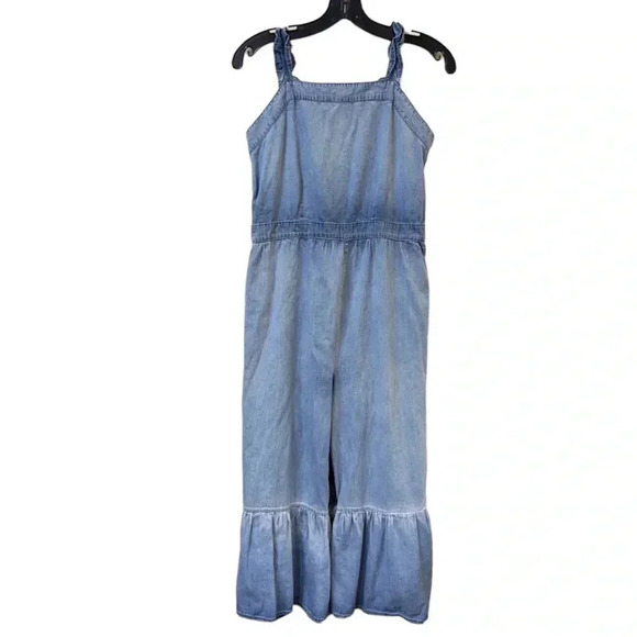 SEQUAN HEARTS Chambray Tiered Crop Leg Jumpsuit size XL - Picture 1 of 5